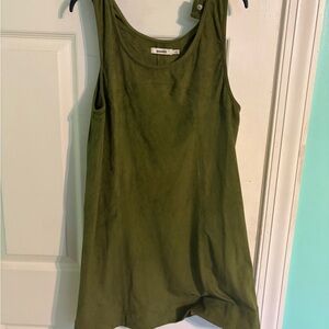 Needle Olive Green Sleeveless Suede-Look Tank Top